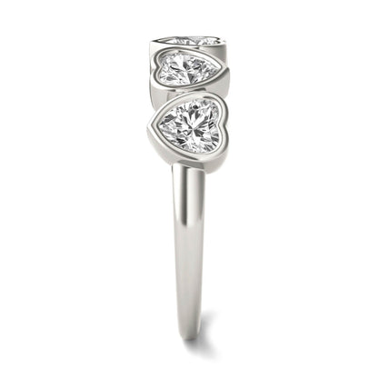 1.15 CTW DEW Heart Moissanite Five-Stone Band in Sterling Silver