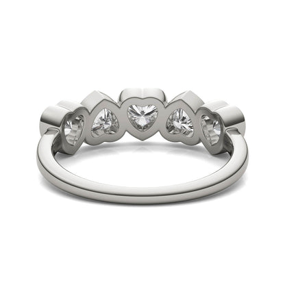 1.15 CTW DEW Heart Moissanite Five-Stone Band in Sterling Silver