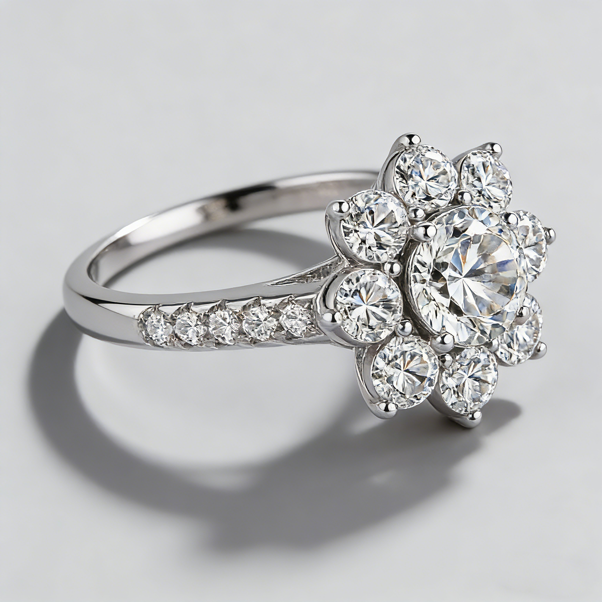 2ct Center Stone in 925 Sterling Silver, Sunflower Moissanite Ring, Girls / Women's Gift
