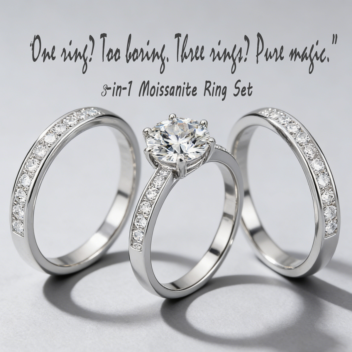3-in-1 2CT Moissanite Ring Set – 925 Sterling Silver, GRA Certified, Stackable Luxury