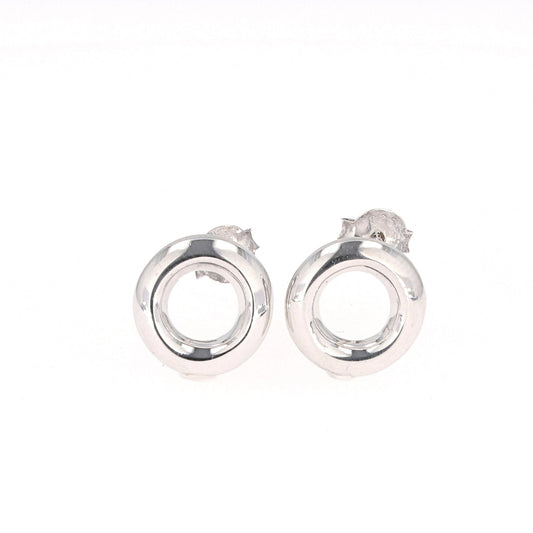 Open Circle Stud Earrings in Sterling Silver