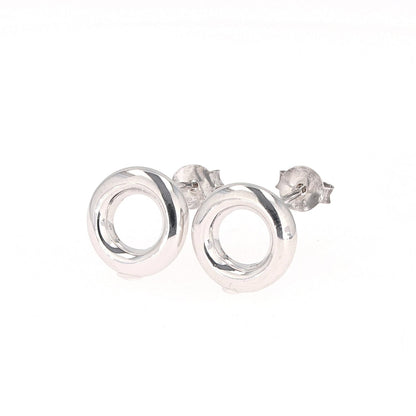 Open Circle Stud Earrings in Sterling Silver