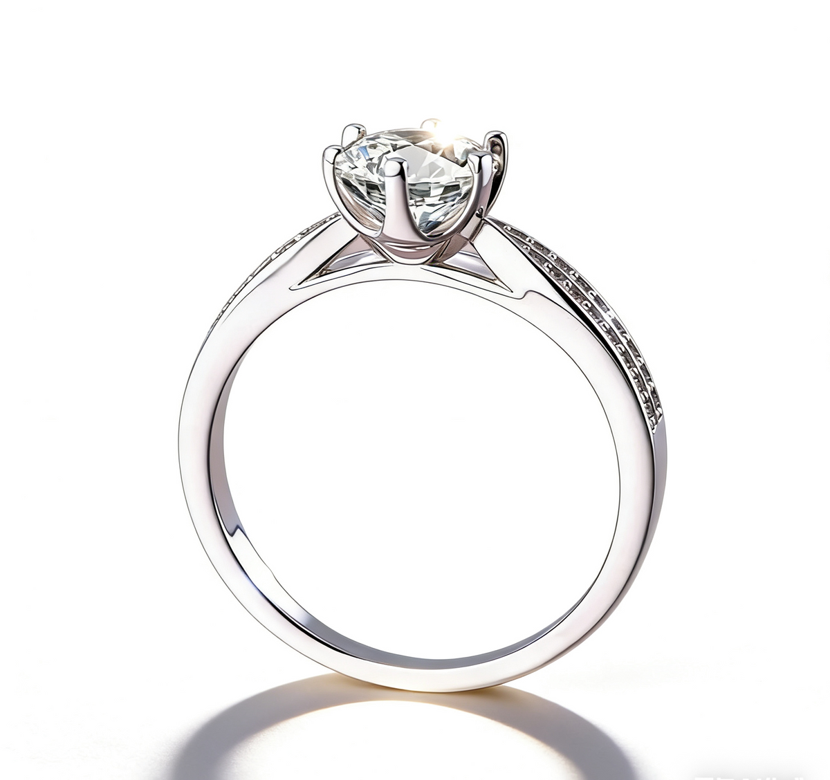 Starlight Queen Moissanite Ring – 925 Sterling Silver, 6-Prong Setting, GRA Certified