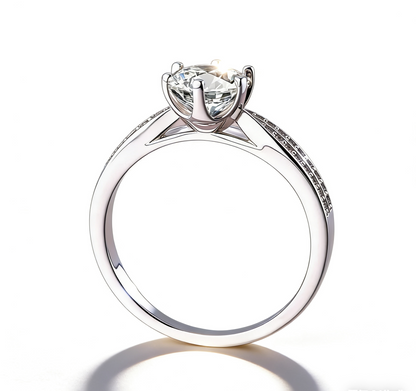 Starlight Queen Moissanite Ring – 925 Sterling Silver, 6-Prong Setting, GRA Certified