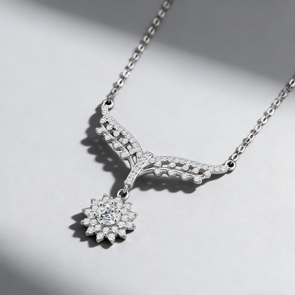 Moissanite Necklace – 925 Sterling Silver, GRA Certified, Adjustable Chain