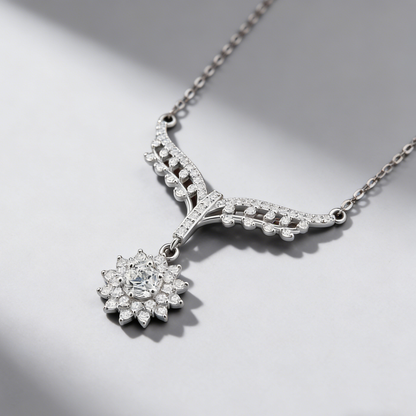 Moissanite Necklace – 925 Sterling Silver, GRA Certified, Adjustable Chain