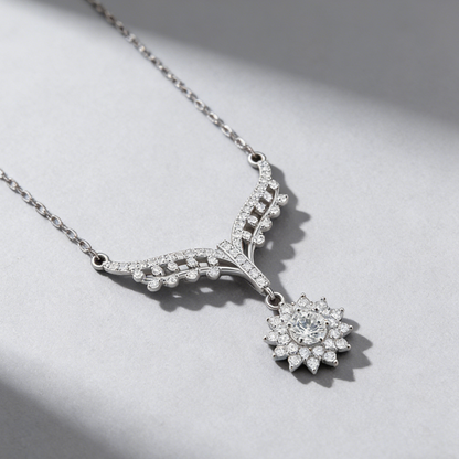 Moissanite Necklace – 925 Sterling Silver, GRA Certified, Adjustable Chain