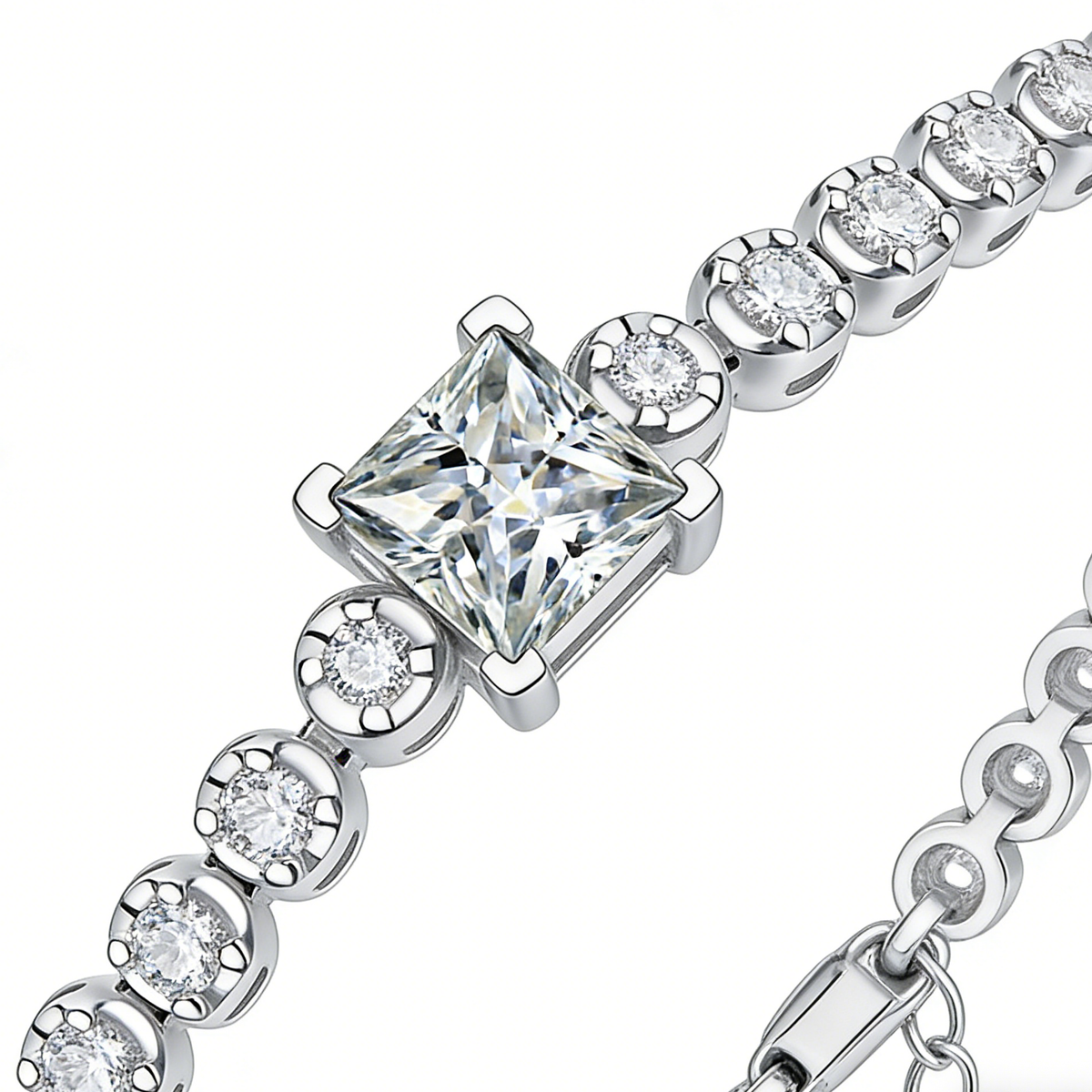 1CT Moissanite Cube Bracelet S925 Sterling Silver