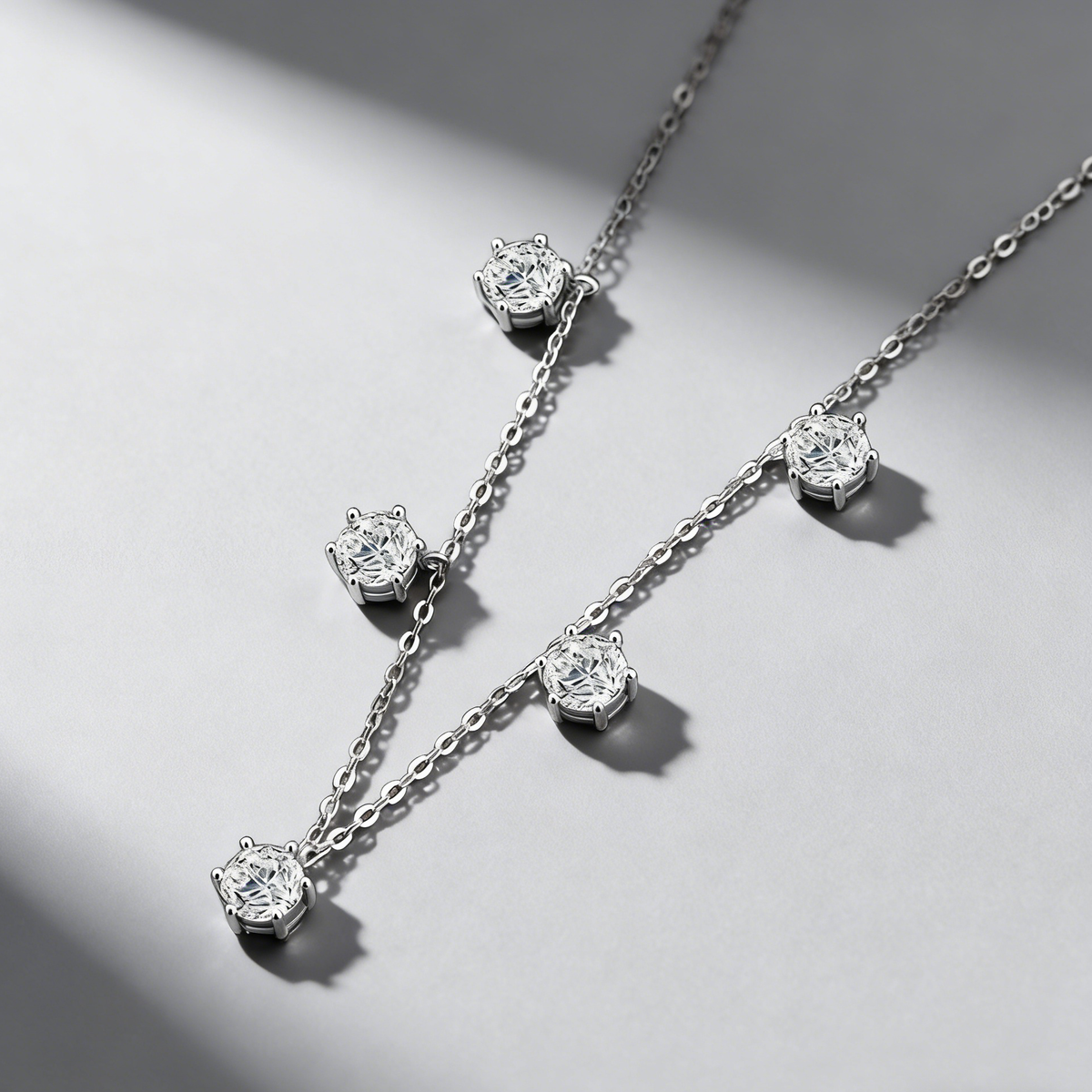 GRA Certified Moissanite Necklace – 925 Sterling Silver, 2.5CT 6-Prong Star Pendants, Ultra-Lightweight Collarbone necklace for Women