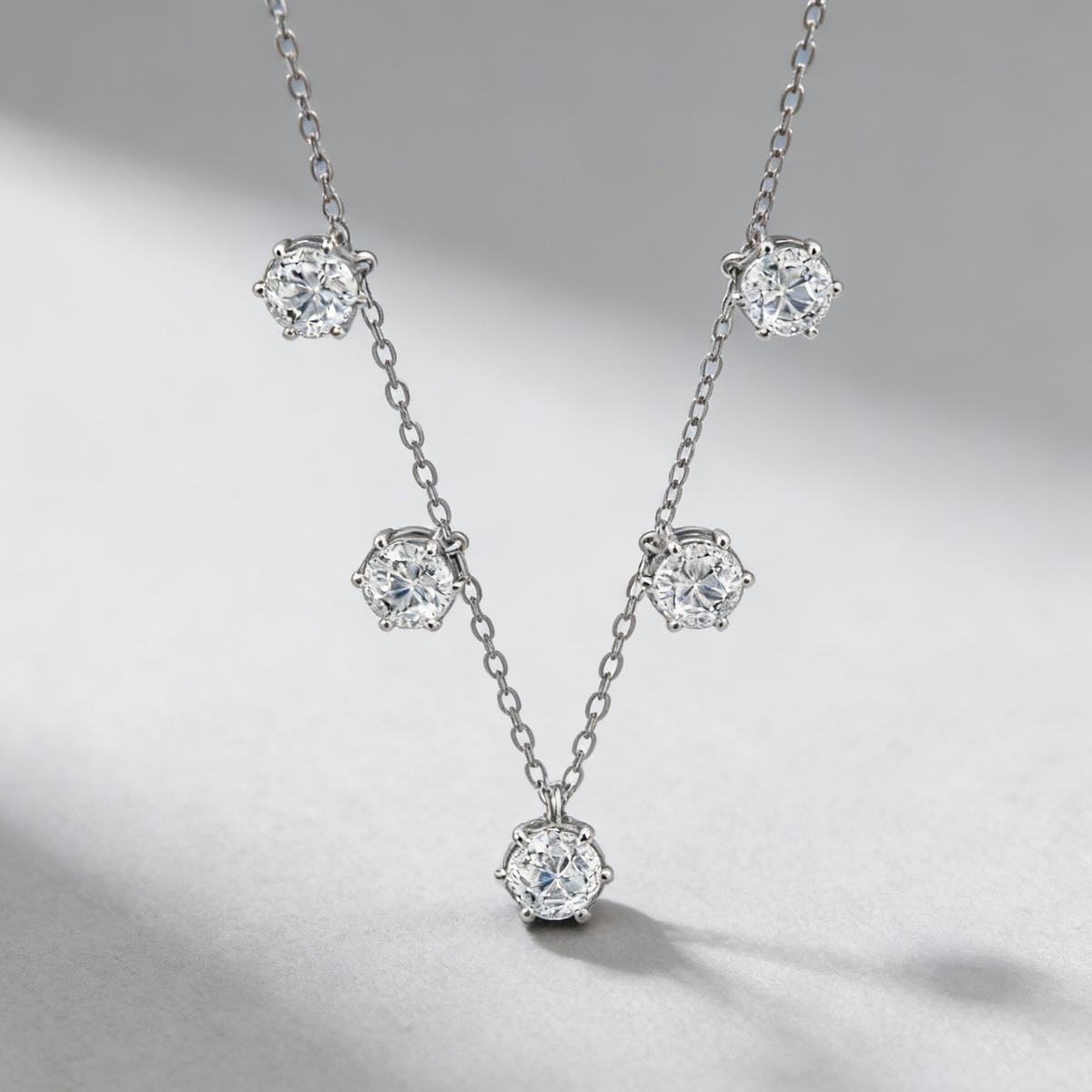 GRA Certified Moissanite Necklace – 925 Sterling Silver, 2.5CT 6-Prong Star Pendants, Ultra-Lightweight Collarbone necklace for Women