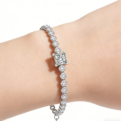 1CT Moissanite Cube Bracelet S925 Sterling Silver