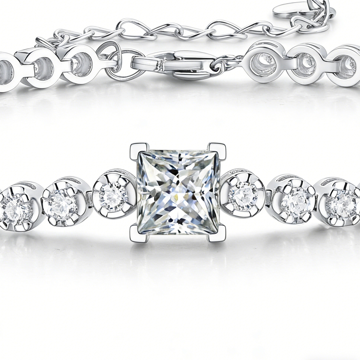 1CT Moissanite Cube Bracelet S925 Sterling Silver