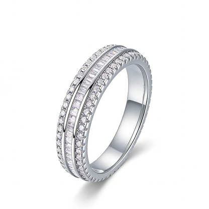 Triple Row Moissanite Ring  S925 Sterling Silver-