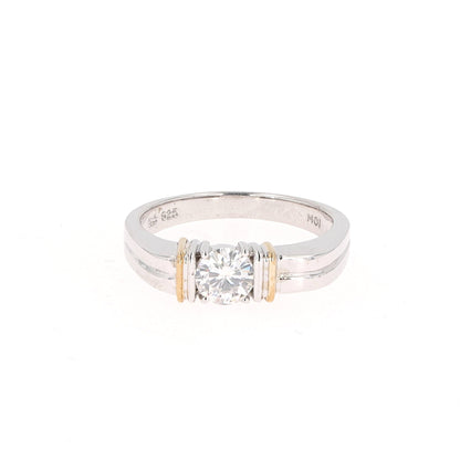 0.80 CTW DEW Round Moissanite Men's Band in Two-Tone Sterling Silver