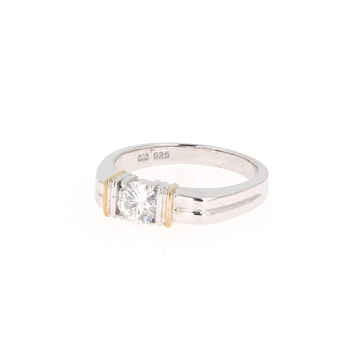 0.80 CTW DEW Round Moissanite Men's Band in Two-Tone Sterling Silver