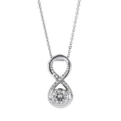 0.80 CTW DEW Round Moissanite Infinity Pendant in Sterling Silver
