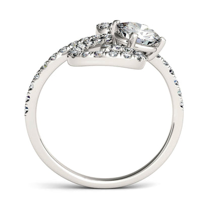 1.34 CTW DEW Round Moissanite Swirl Statement Ring in 14K White Gold