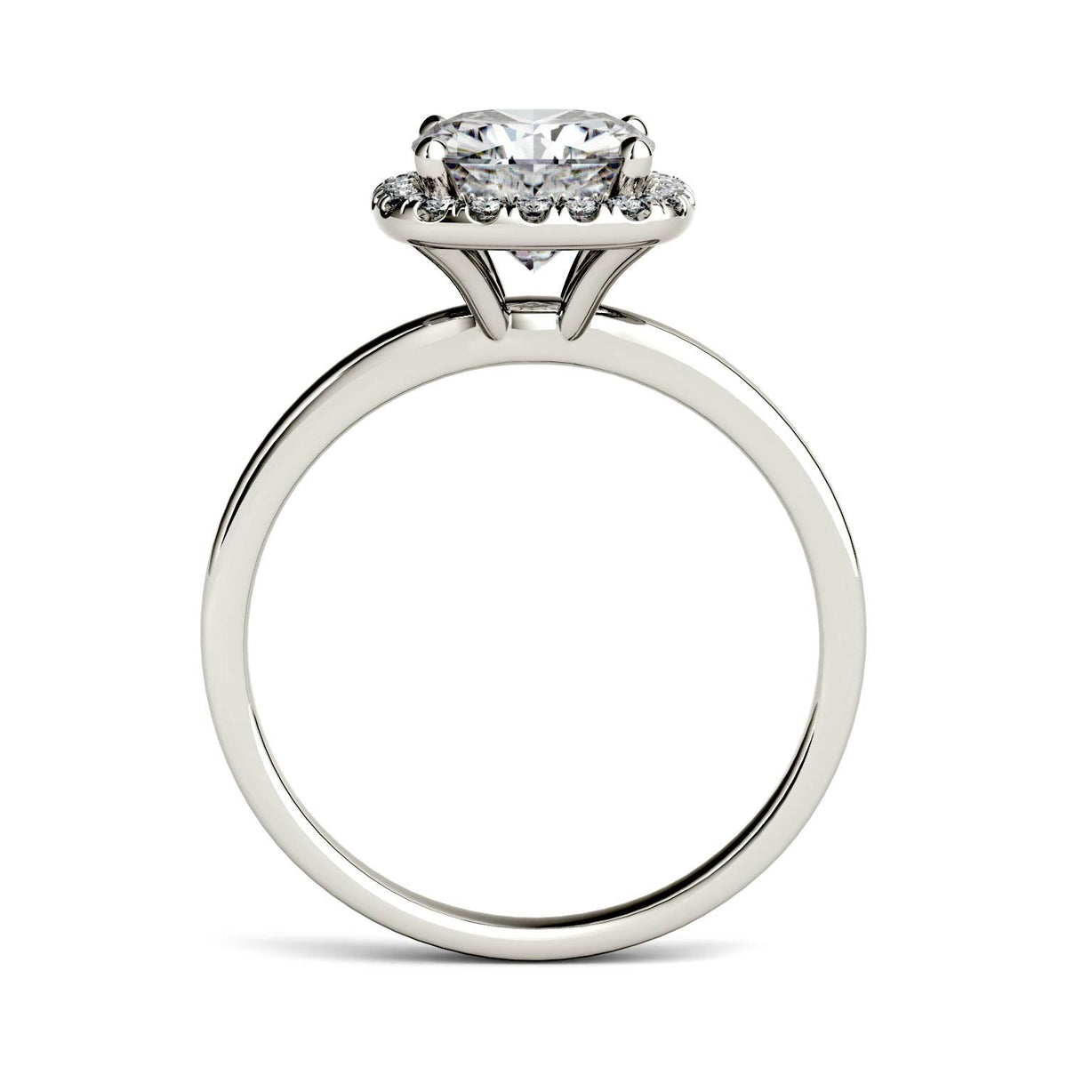 1.43 CTW DEW Cushion Moissanite Engagement Ring in 14K White Gold