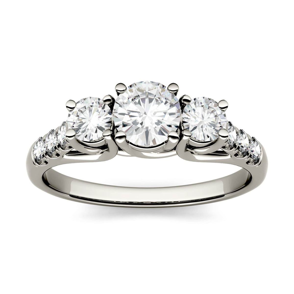 1.17 CTW DEW Round Moissanite Engagement Ring in 14K White Gold