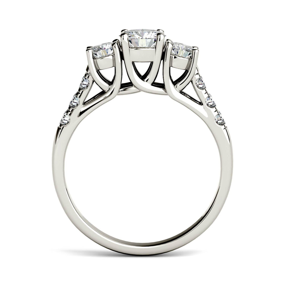 1.17 CTW DEW Round Moissanite Engagement Ring in 14K White Gold