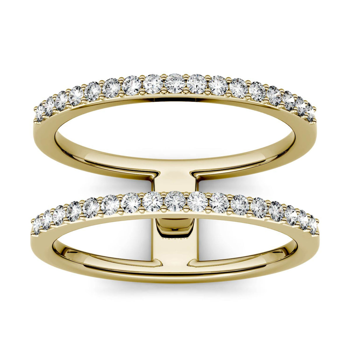 0.34 CTW DEW Moissanite Double Row Fashion Ring in 14K Yellow Gold