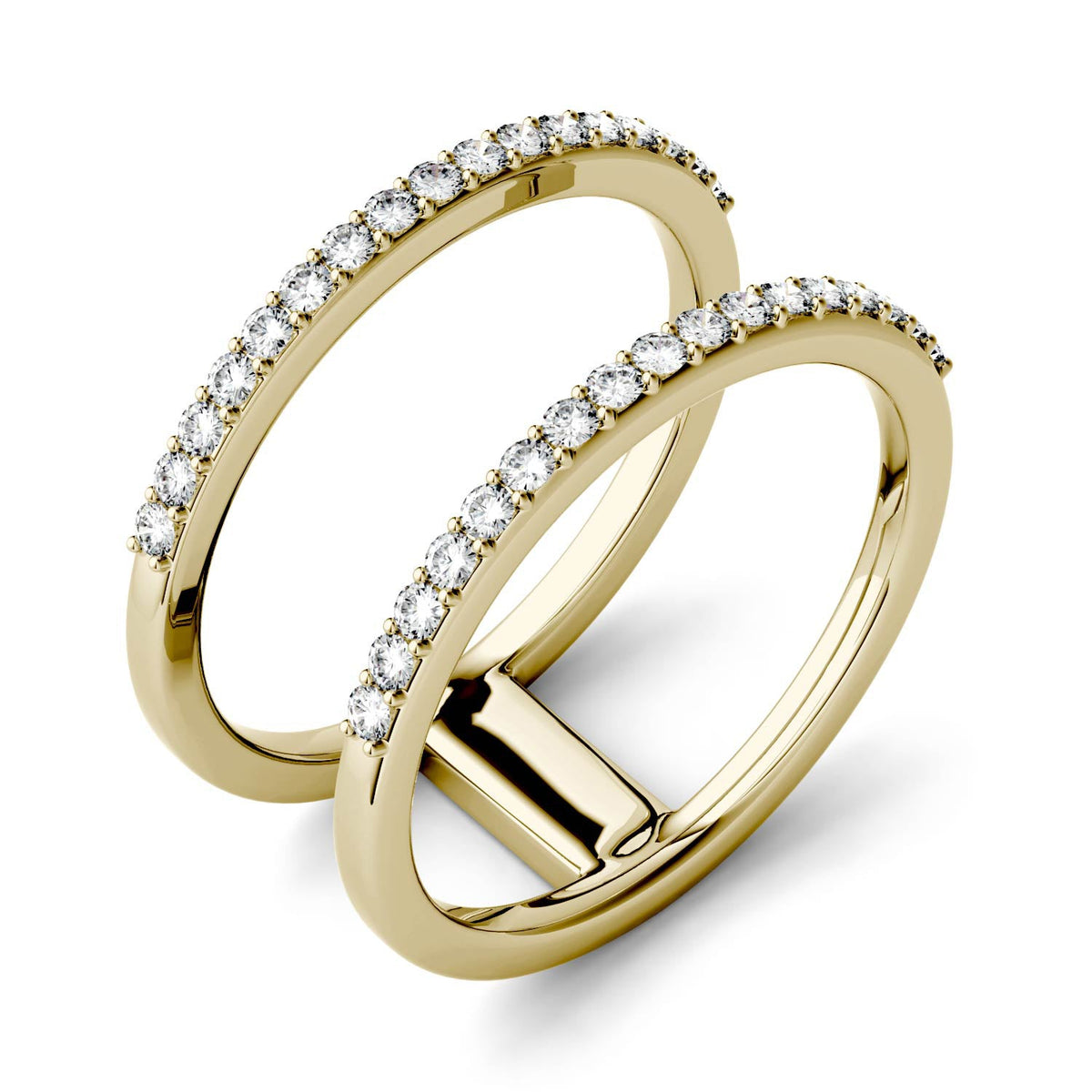 0.34 CTW DEW Moissanite Double Row Fashion Ring in 14K Yellow Gold