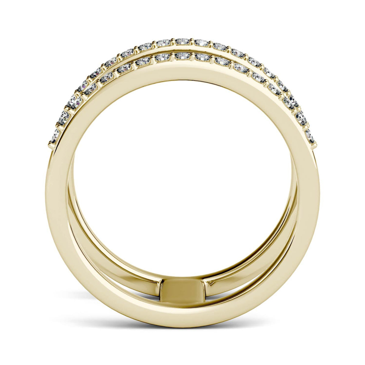 0.34 CTW DEW Moissanite Double Row Fashion Ring in 14K Yellow Gold