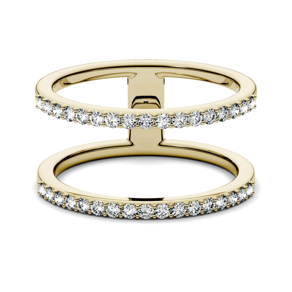 0.34 CTW DEW Moissanite Double Row Fashion Ring in 14K Yellow Gold