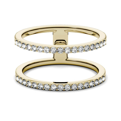 0.34 CTW DEW Moissanite Double Row Fashion Ring in 14K Yellow Gold