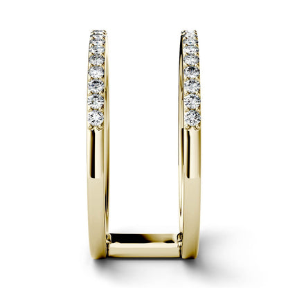 0.34 CTW DEW Moissanite Double Row Fashion Ring in 14K Yellow Gold