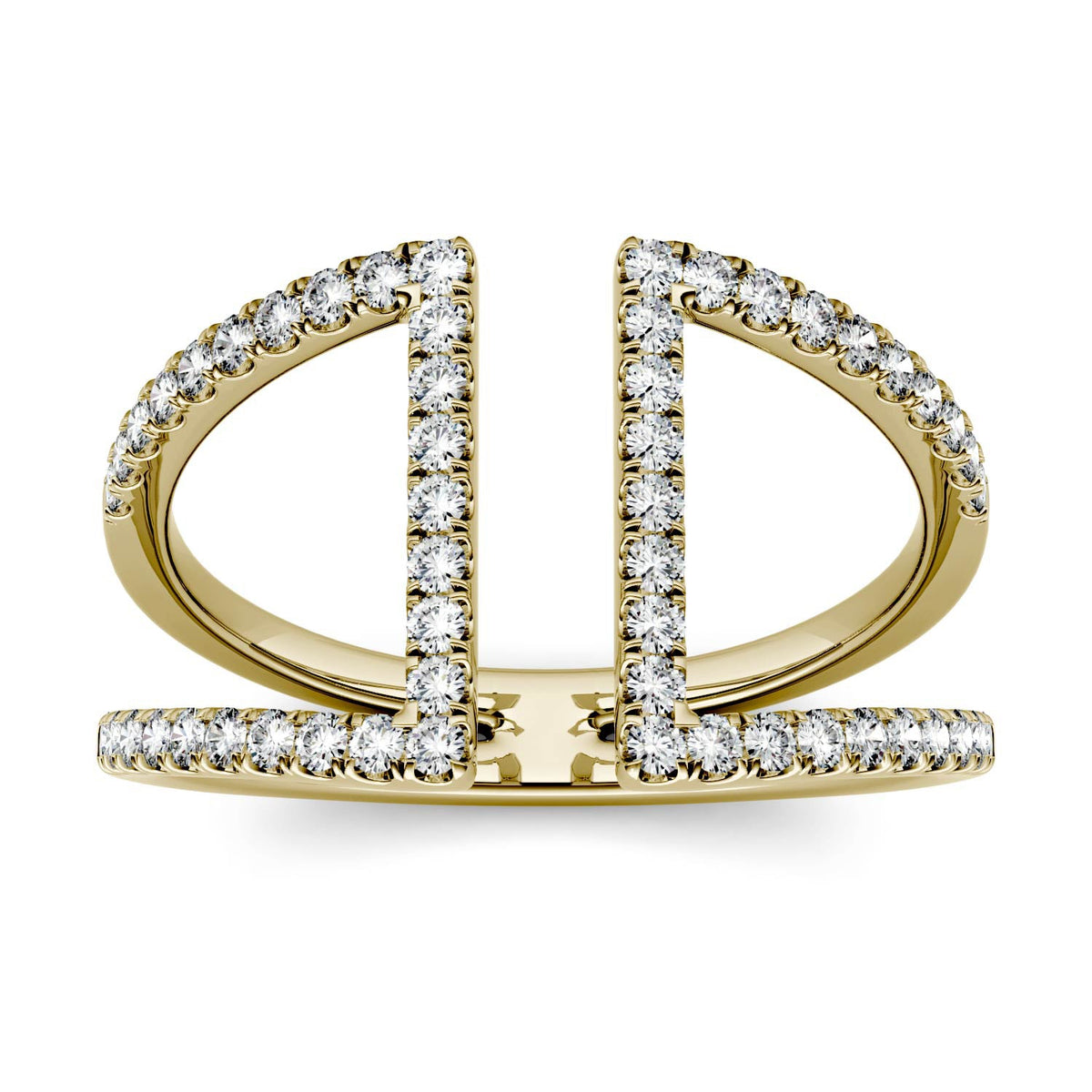 0.54 CTW DEW Geometric Moissanite Open Fashion Ring in 14K Yellow Gold