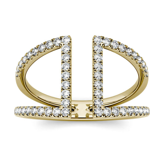 0.54 CTW DEW Geometric Moissanite Open Fashion Ring in 14K Yellow Gold