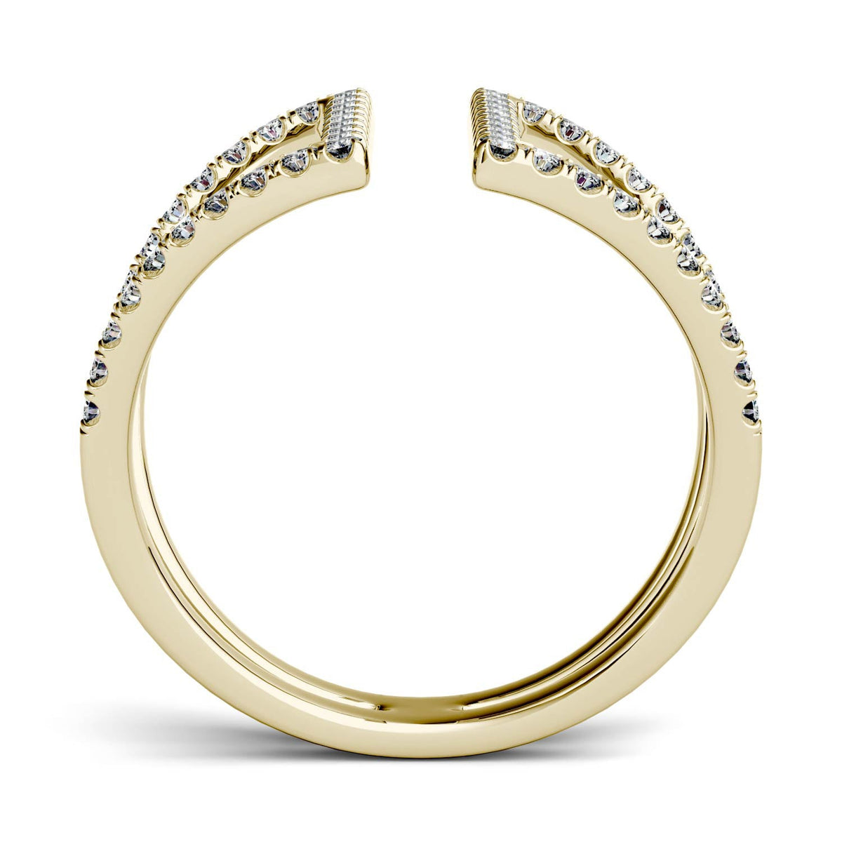 0.54 CTW DEW Geometric Moissanite Open Fashion Ring in 14K Yellow Gold