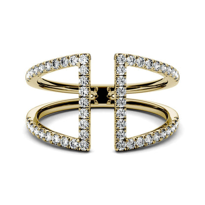 0.54 CTW DEW Geometric Moissanite Open Fashion Ring in 14K Yellow Gold