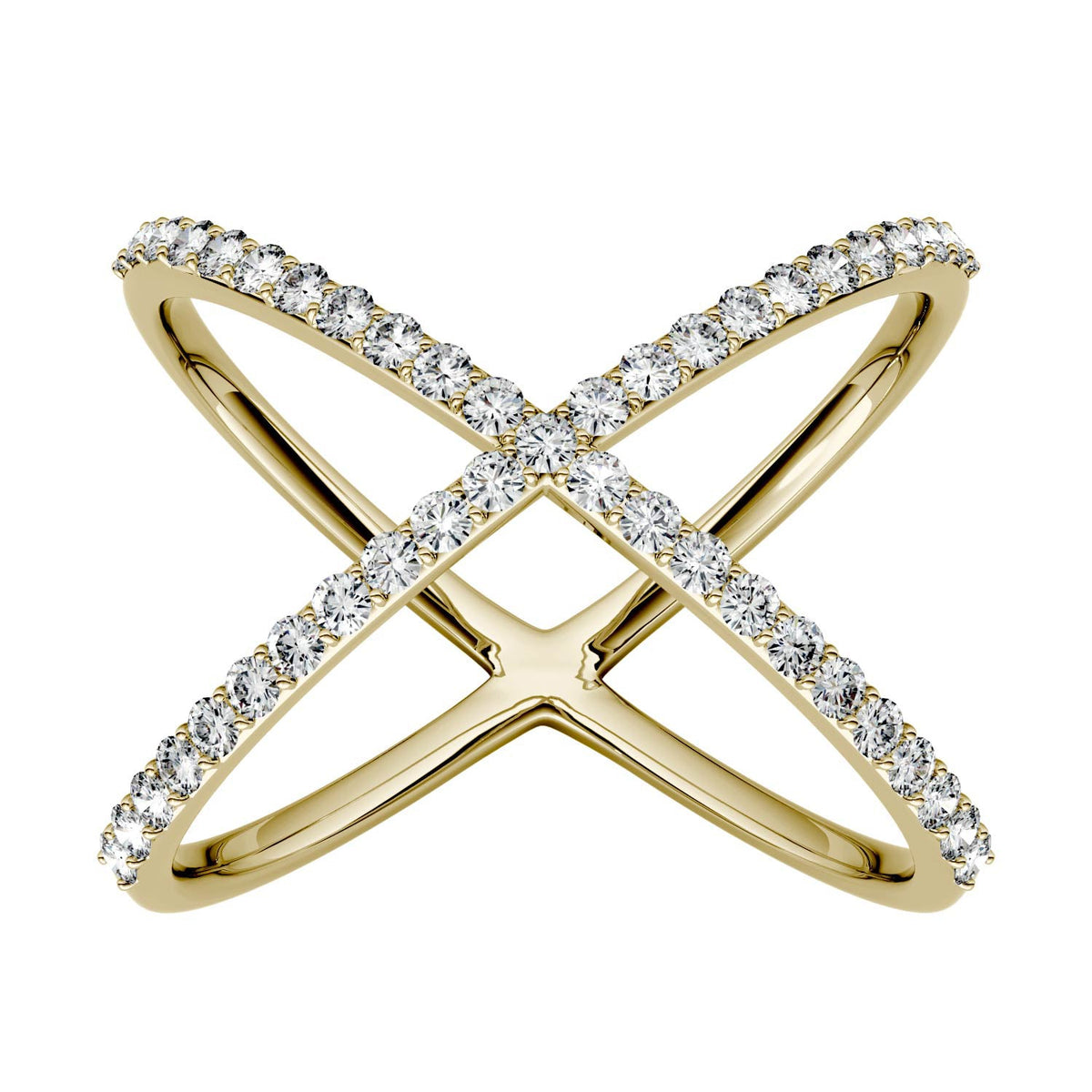 0.45 CTW DEW Crossover Moissanite Fashion Ring in 14K Yellow Gold