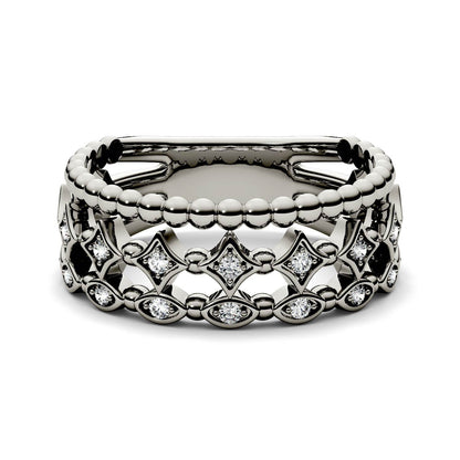 0.11 CTW DEW Triple Row Moissanite Stacker Ring in 14K White Gold