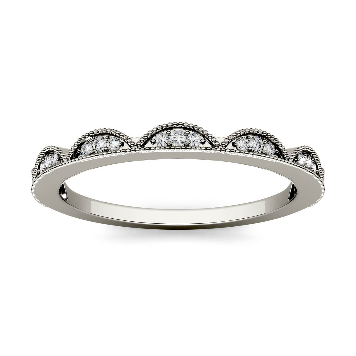 0.13 CTW DEW Moissanite Half Moon Stacker Band in 14K White Gold