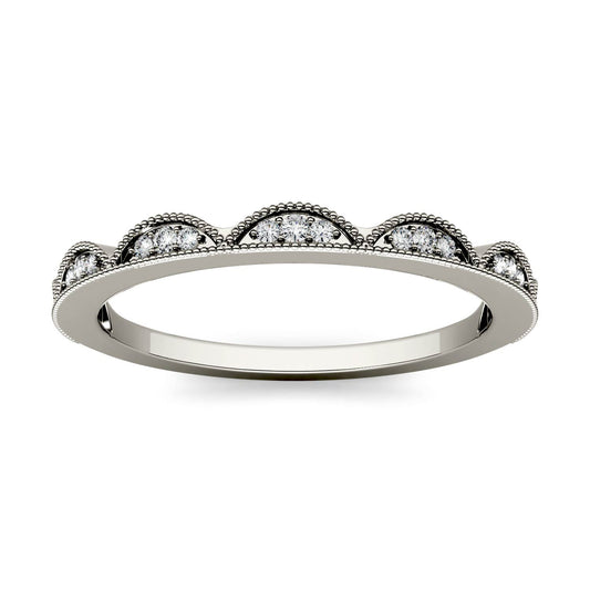 0.13 CTW DEW Moissanite Half Moon Stacker Band in 14K White Gold