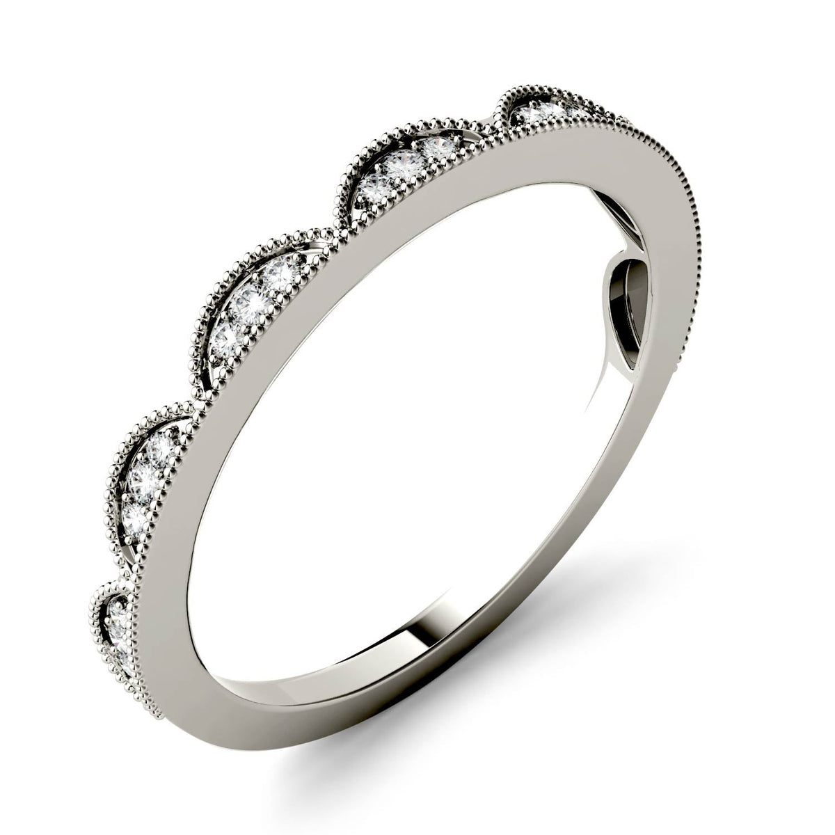 0.13 CTW DEW Moissanite Half Moon Stacker Band in 14K White Gold