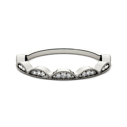 0.13 CTW DEW Moissanite Half Moon Stacker Band in 14K White Gold