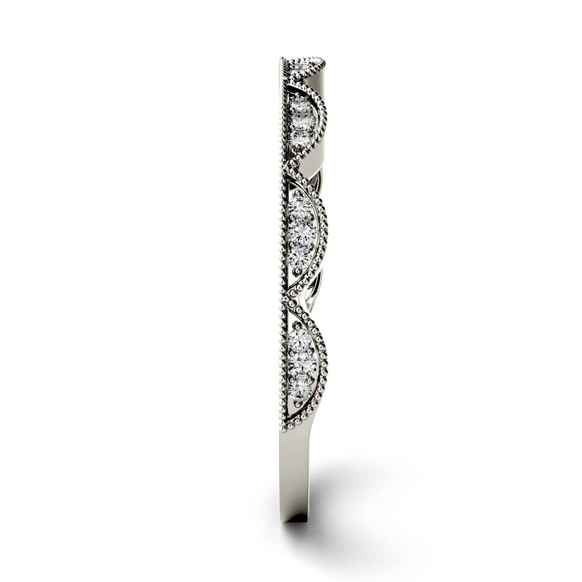 0.13 CTW DEW Moissanite Half Moon Stacker Band in 14K White Gold