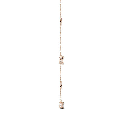 1.08 CTW DEW Round Moissanite Station Drop Necklace in 14K Rose Gold