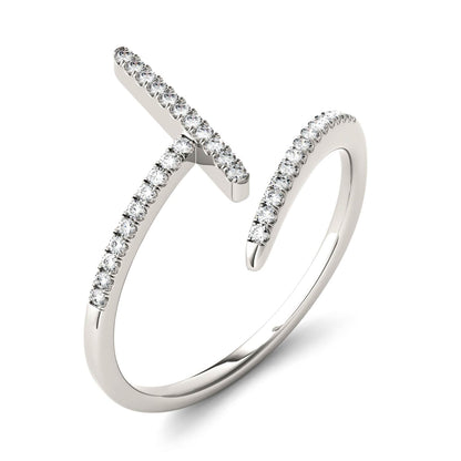 0.18 CTW DEW Moissanite Open Nail Fashion Ring in 14K White Gold