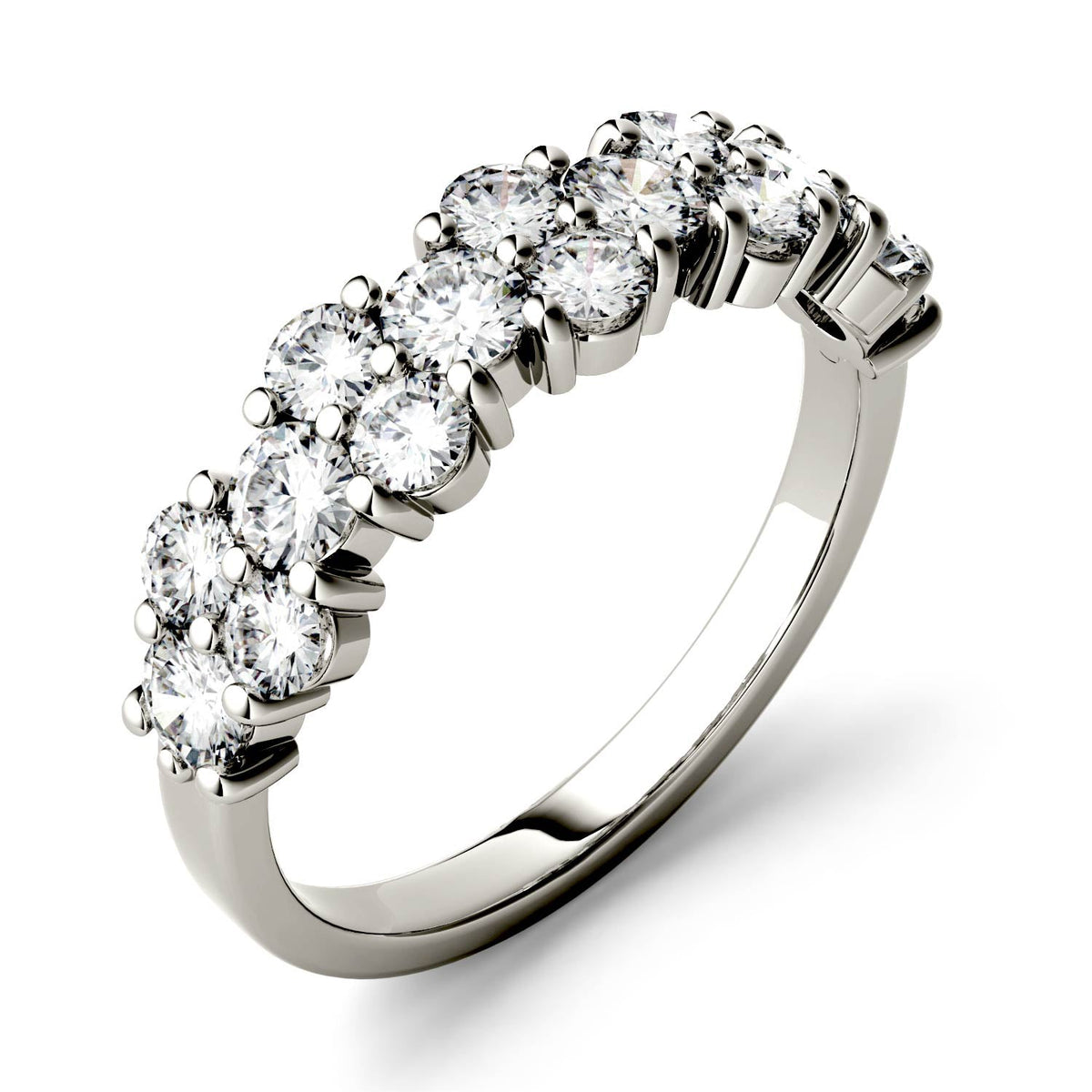 1.20 CTW DEW Round Moissanite Fashion Ring in 14K White Gold