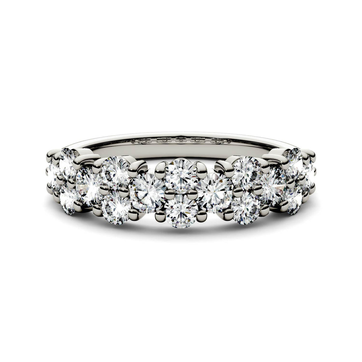 1.20 CTW DEW Round Moissanite Fashion Ring in 14K White Gold