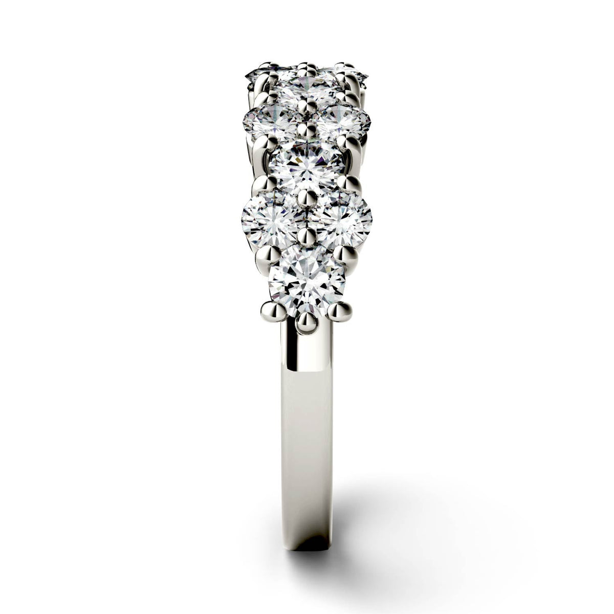 1.20 CTW DEW Round Moissanite Fashion Ring in 14K White Gold