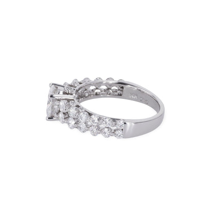 2.15 CTW DEW Round Moissanite Two-Row Engagement Ring in 14K White Gold