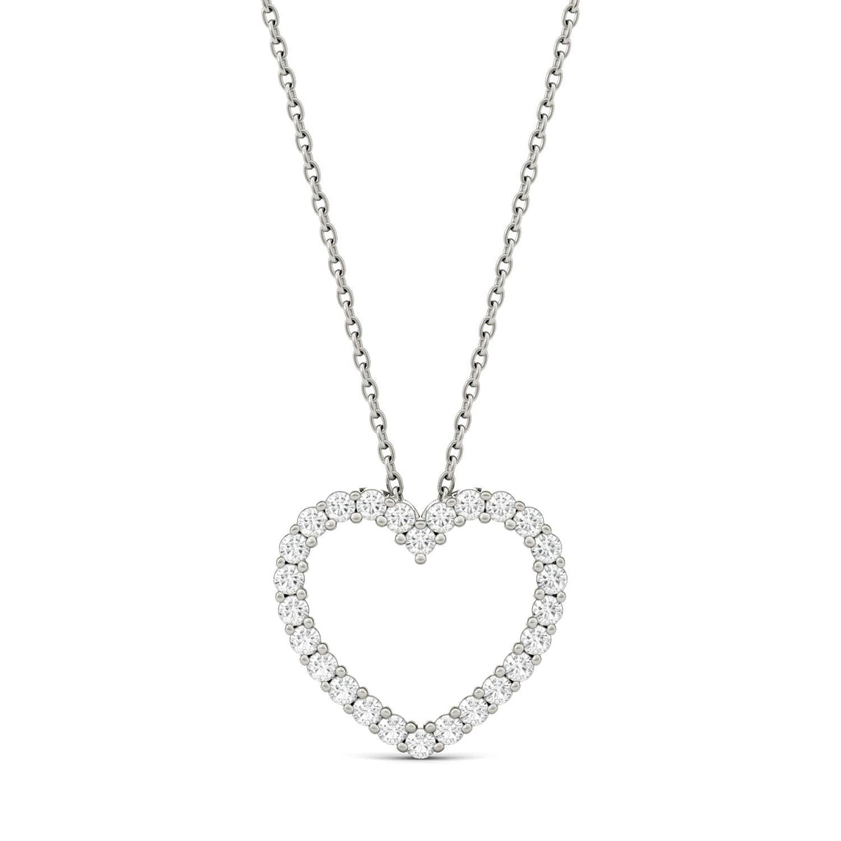0.39 CTW DEW Moissanite Open Heart Pendant in 14K White Gold