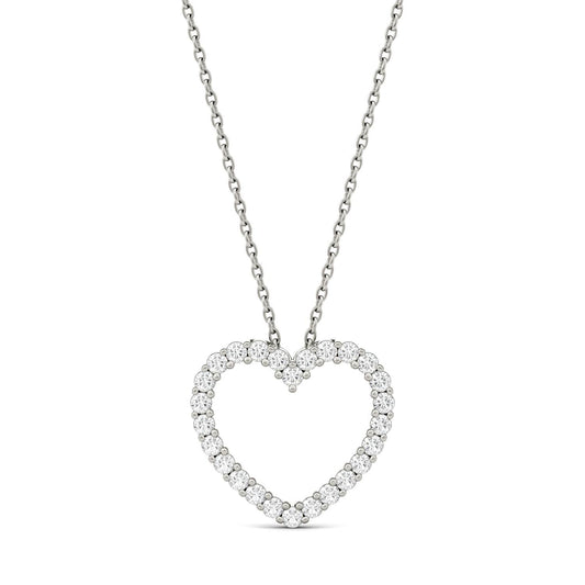 0.39 CTW DEW Moissanite Open Heart Pendant in 14K White Gold