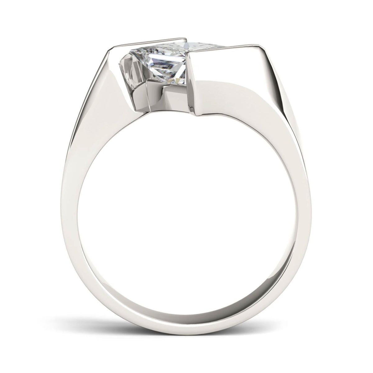 1.70 CTW DEW Square Moissanite Channel-Set Bypass Engagement Ring in 14K White Gold